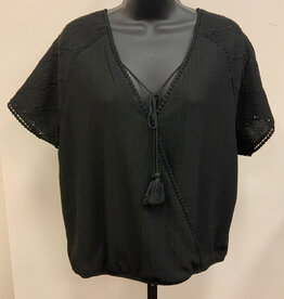 Tribal Tribal Black REVERSIBLE Knit Detail Crew Neck S/S