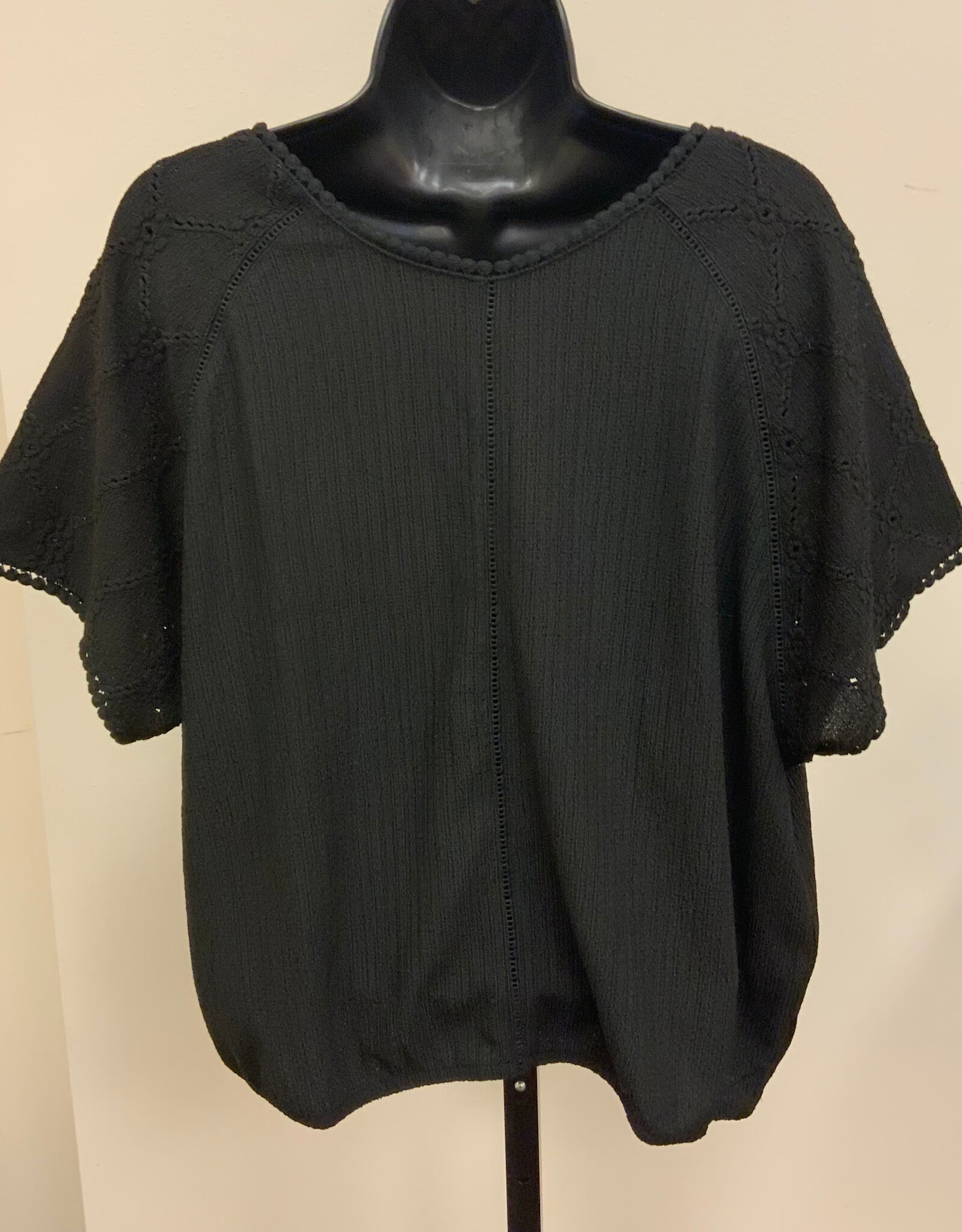Tribal Tribal Black REVERSIBLE Knit Detail Crew Neck S/S