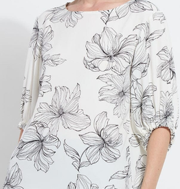 Lysse Lysse White Silk Floral Print Balloon Sleeve Top HB
