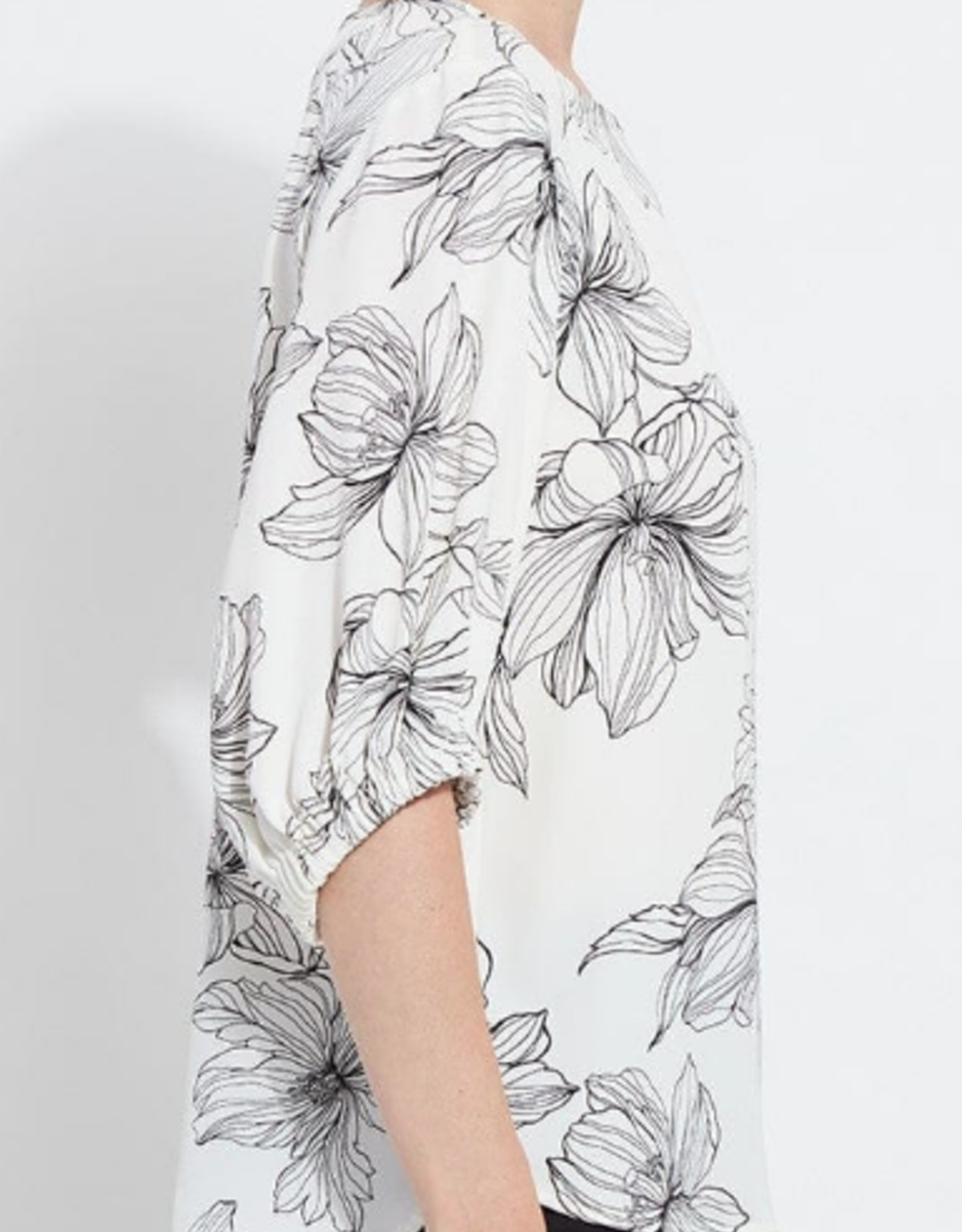 Lysse Lysse White Silk Floral Print Balloon Sleeve Top HB