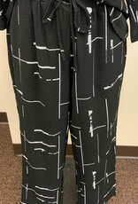 Creation Creation Black/White Line Print Pull-Up Pant w/Pocket