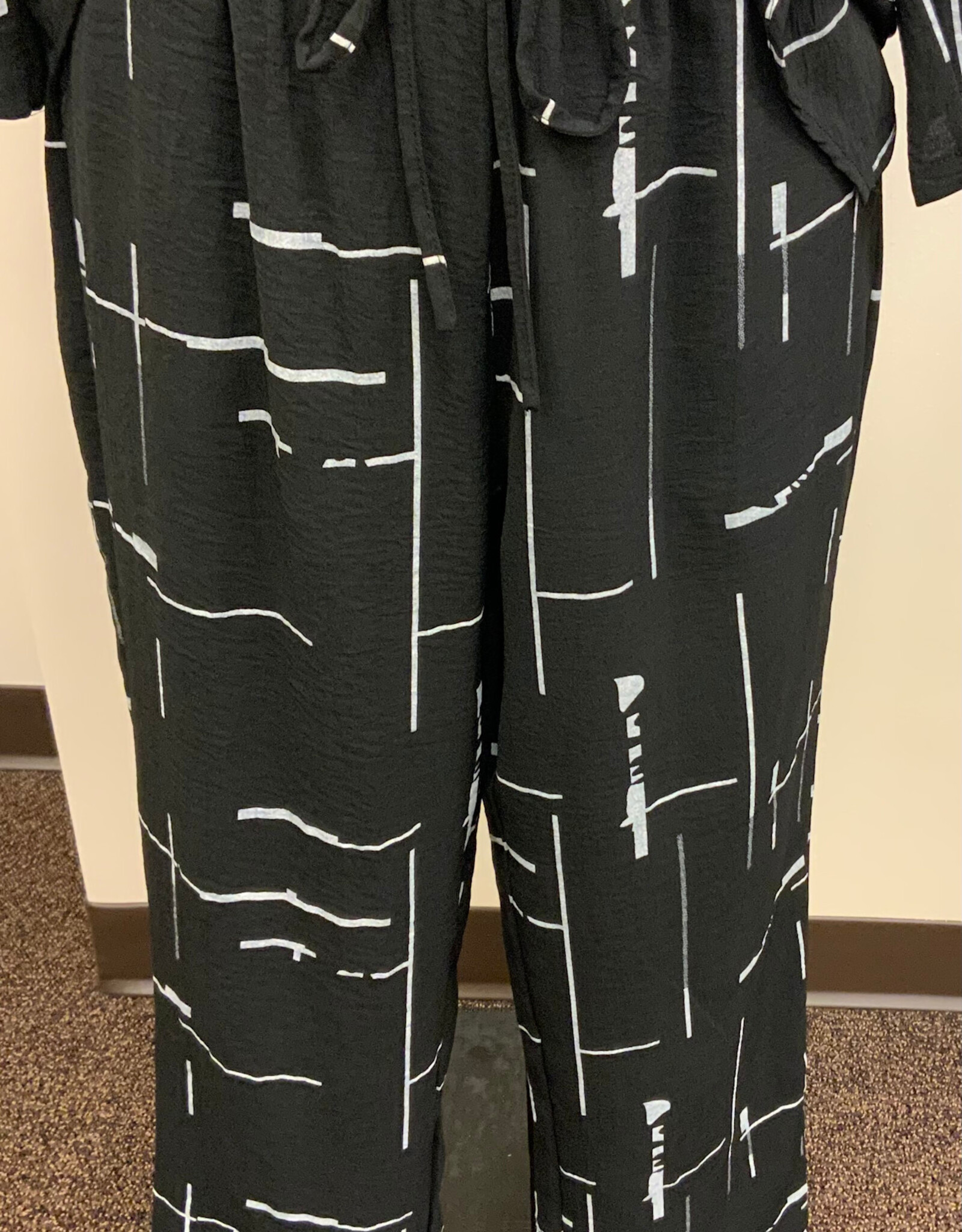 Creation Creation Black/White Line Print Pull-Up Pant w/Pocket