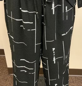 Creation Creation Black/White Line Print Pull-Up Pant w/Pocket