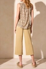 Tribal Tribal Tan Round Neck w/Rouching Sleeveless Top