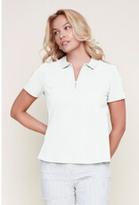 Renuar Renuar  White 1/4 Zip  Polo Short Sleeve Top AA