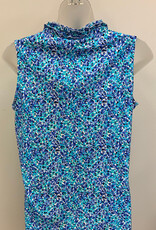 Beachtime BEACHTIME Blue Floral Print Sleeveless Tank