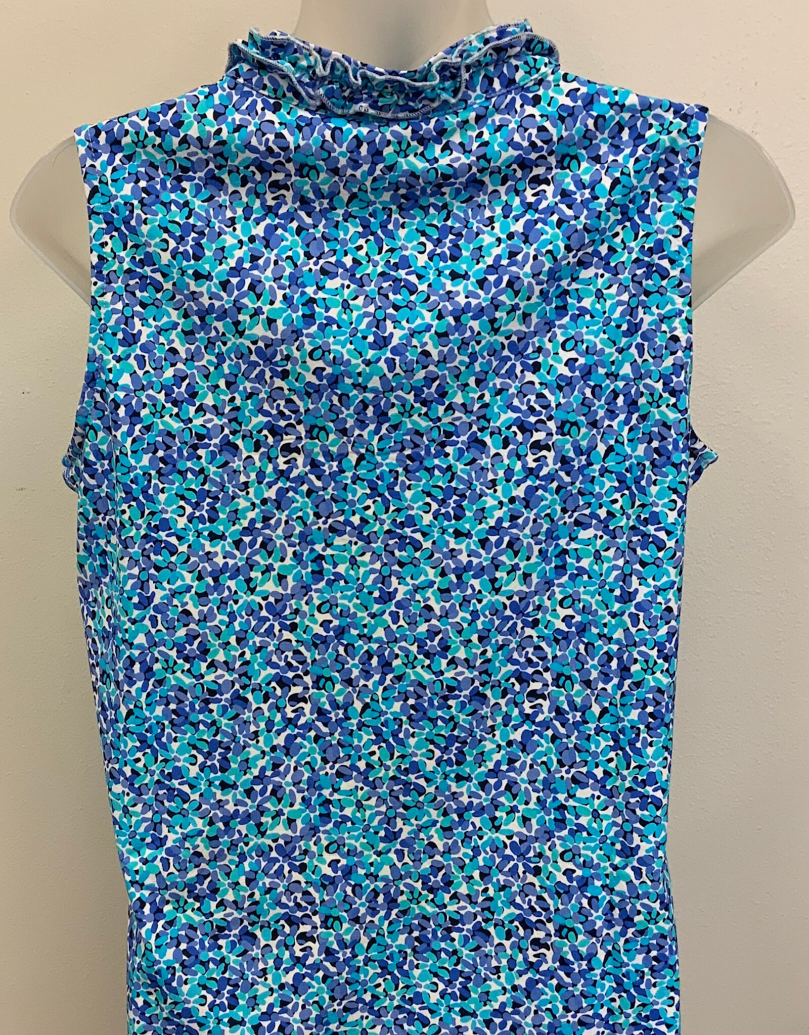 Beachtime BEACHTIME Blue Floral Print Sleeveless Tank