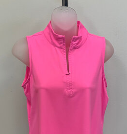 Beachtime BEACHTIME UPF 50+ SPF5211S Pink 1/4 Zip Sleeveless Top  LO
