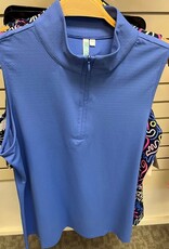 Beachtime BEACHTIME UPF 50+ SPF5211S Blue 1/4 Zip Sleeveless Top  LS
