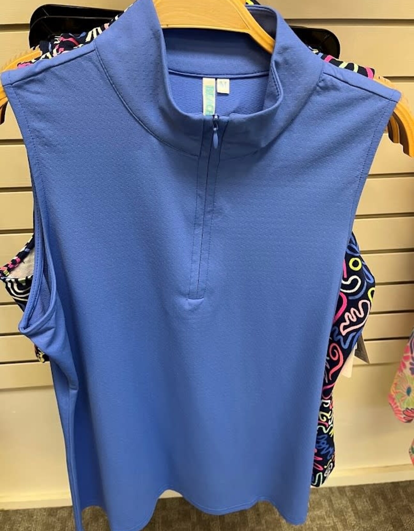 Beachtime BEACHTIME UPF 50+ SPF5211S Blue 1/4 Zip Sleeveless Top  LS
