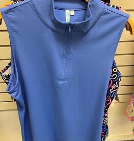 Beachtime BEACHTIME UPF 50+ SPF5211S Blue 1/4 Zip Sleeveless Top  LS