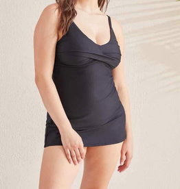Tribal Tribal Black Flatten It  One Piece Swimsuit Dress CL