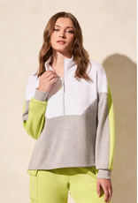 Tribal Tribal  Apple Color Block Mock Neck 1/4 Zip  L/S  Top CE