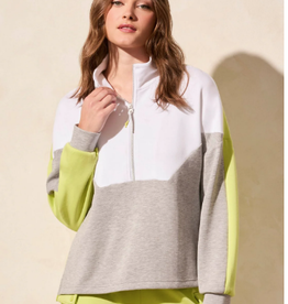 Tribal Tribal Apple Color Block Mock Neck 1/4 Zip  L/S  Top CE