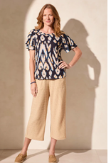Tribal Tribal Navy Multi Print Round Neck Short Sleeve Top LK
