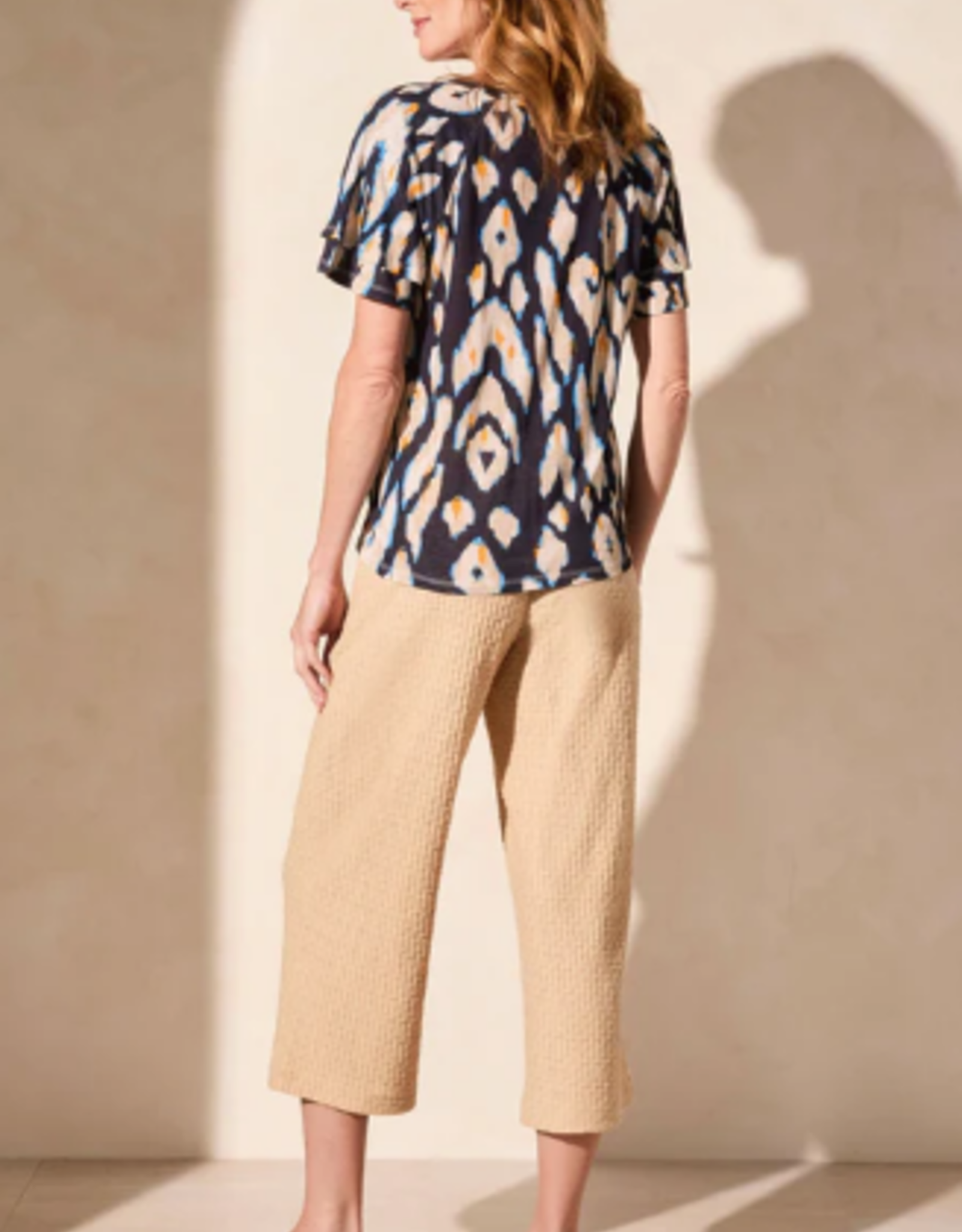 Tribal Tribal Navy Multi Print Round Neck Short Sleeve Top LK