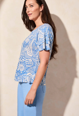 Tribal Tribal Riviera Multi Print Round Neck Short Sleeve Top LK