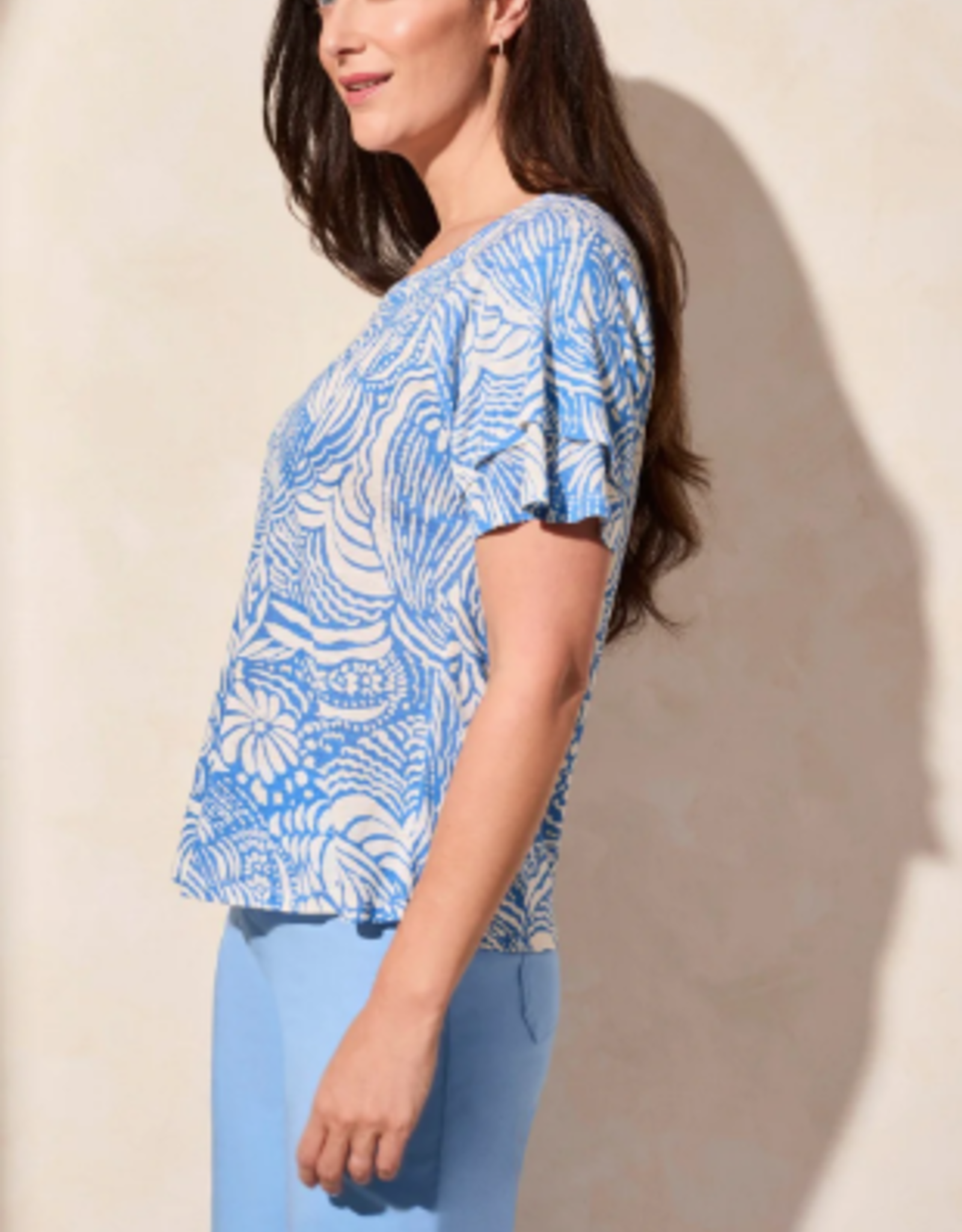 Tribal Tribal Riviera Multi Print Round Neck Short Sleeve Top LK