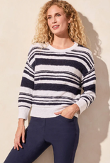 Tribal Tribal  Navy/White Stripe Round Neck 3/4 Sleeve Sweater CE Tribal Tribal  Navy/White Stripe Round Neck 3/4 Sleeve Sweater CE