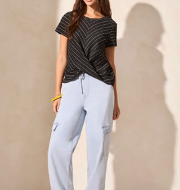 Tribal Tribal Black Round neck S/S W/ Twist Knot Detail Top LR