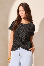 Tribal Tribal  Black Round neck S/S W/ Twist Knot Detail Top LR