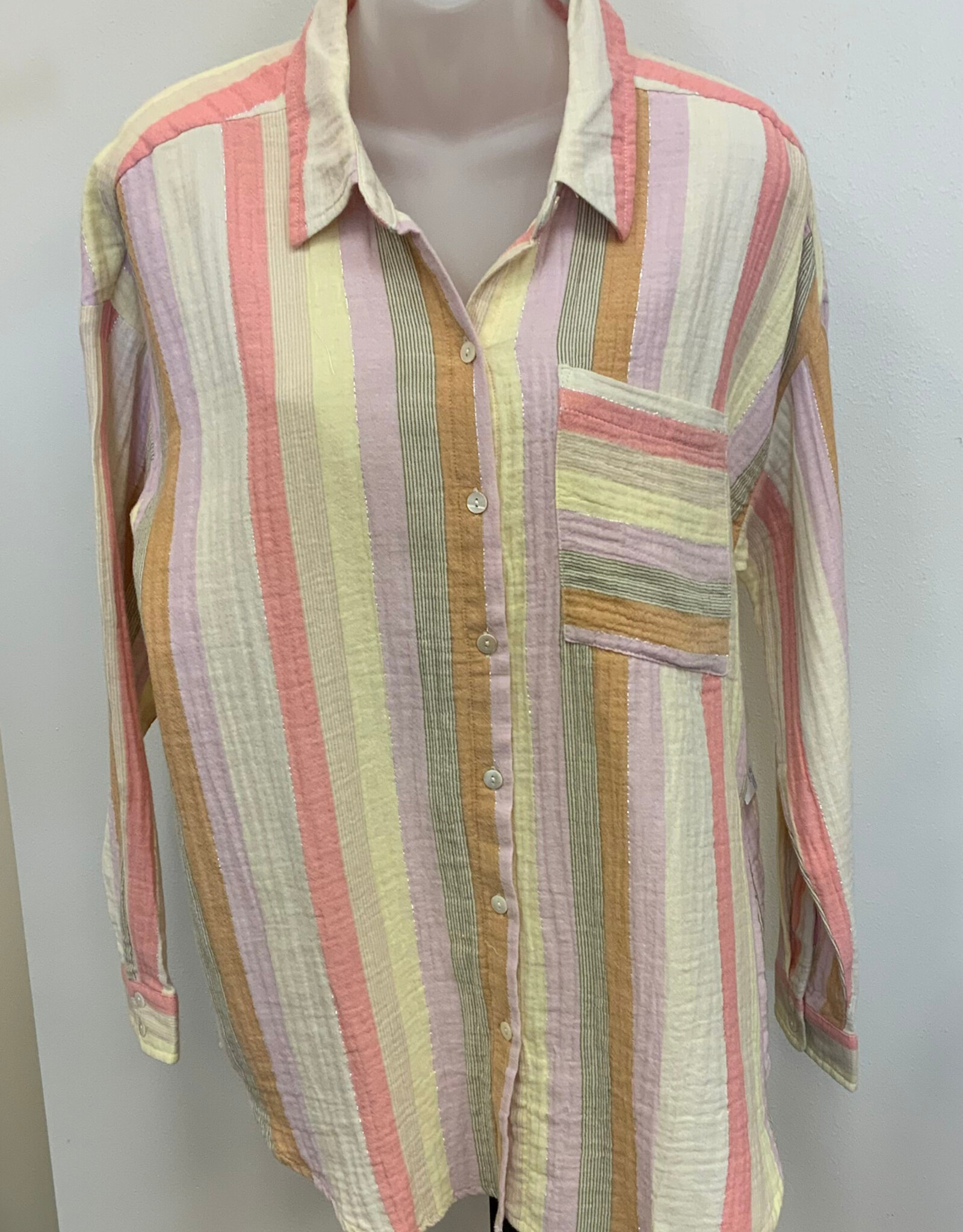 Tribal Tribal  Sun Ray  Stripe Button Up Long Sleeve Shirt CE