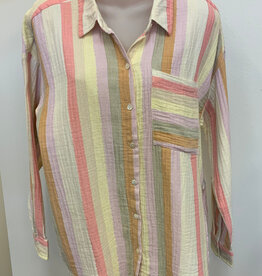 Tribal Tribal Sun Ray  Stripe Button Up Long Sleeve Shirt CE