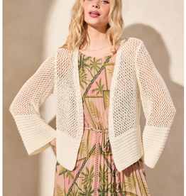 Tribal Tribal Coco Milk Bell Sleeve Open Stitch Open Cardigan CA