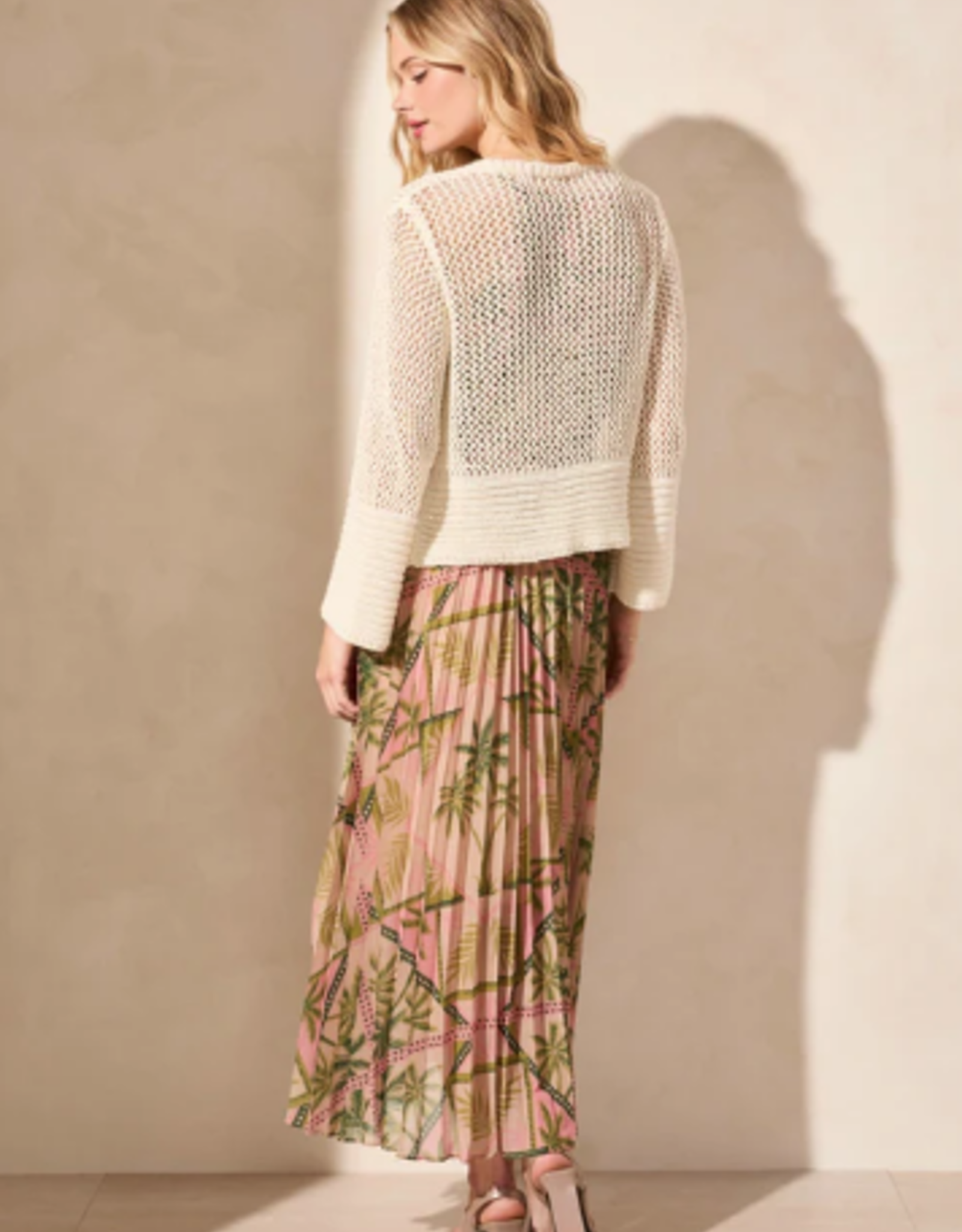 Tribal Tribal Coco Milk Bell Sleeve Open Stitch Open Cardigan CA