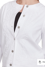 Ruby Rd Ruby Rd White Petite Button-Up Embroidery Detail L/S Jacket