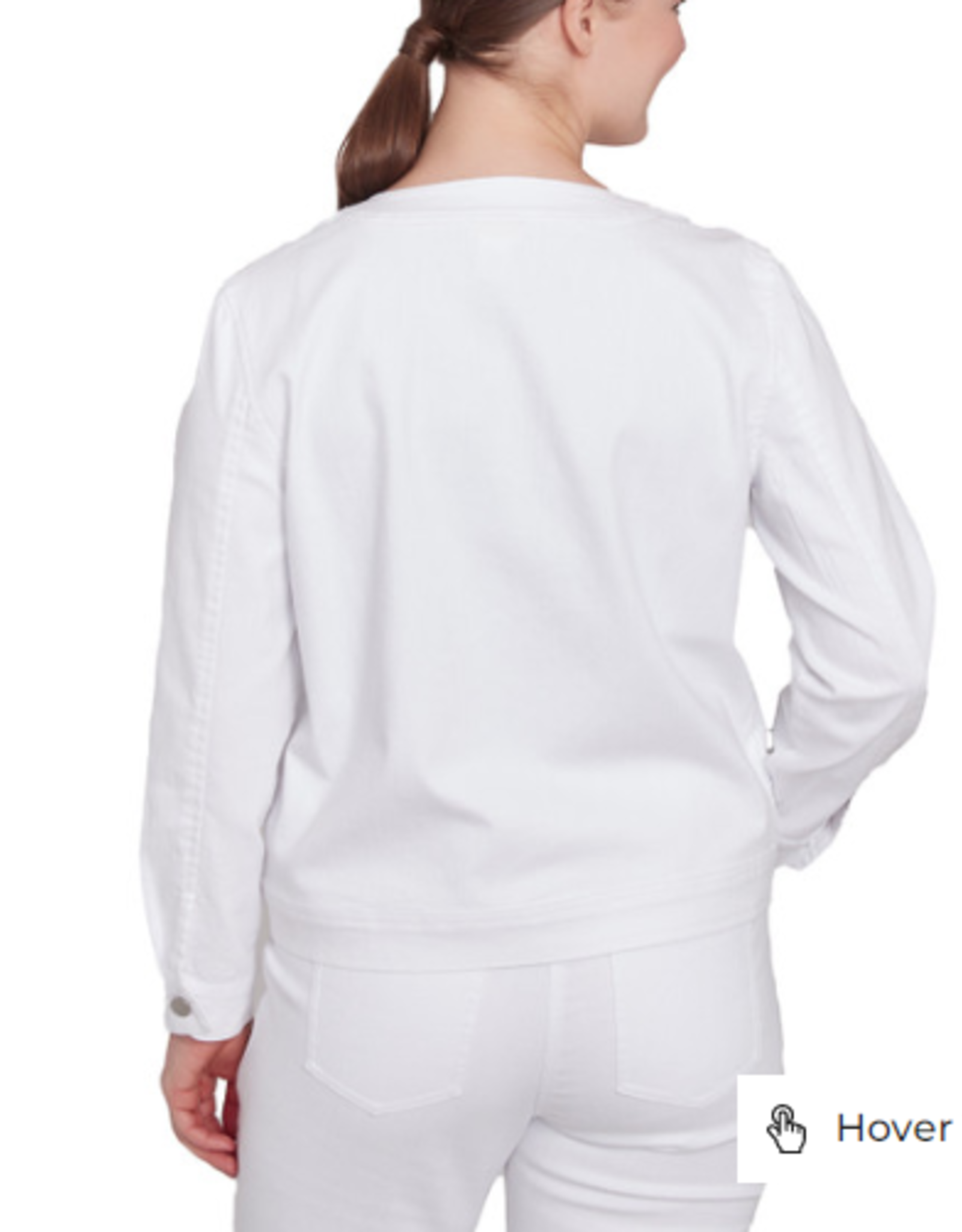 Ruby Rd Ruby Rd White Petite Button-Up Embroidery Detail L/S Jacket