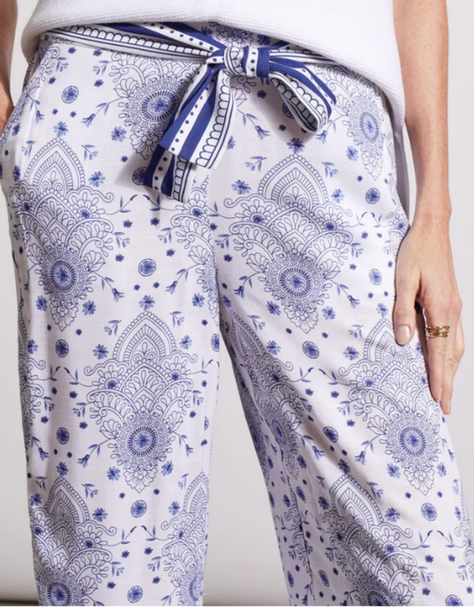 Tribal Tribal Pull On Ankle Pant W/Waistband Tie