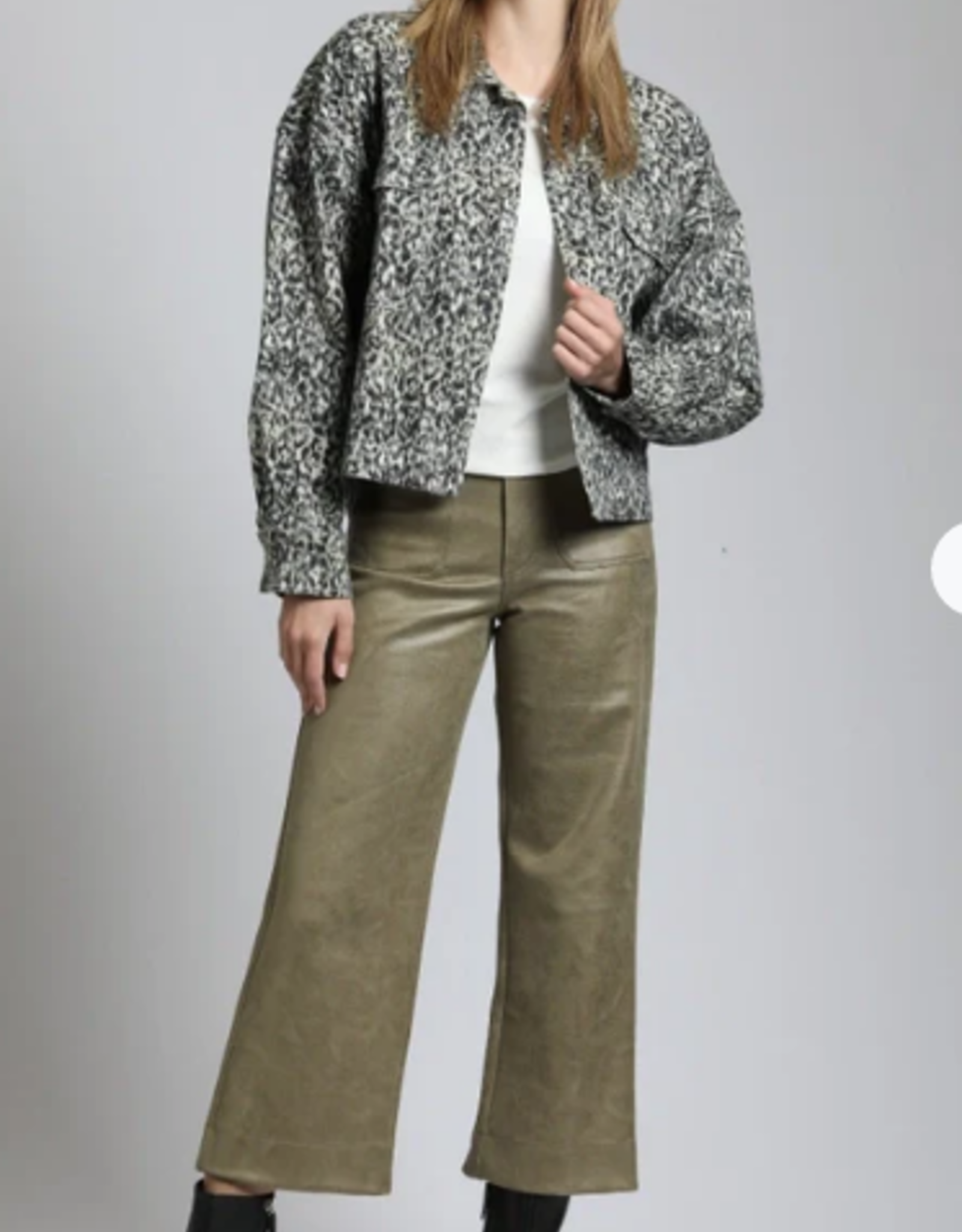 APNY APNY Olive Faux Suede  Ankle Wide Leg Pant CL