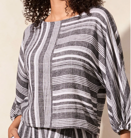 Tribal Tribal Black/White Boat Neck Dolman Sleeve Top CE