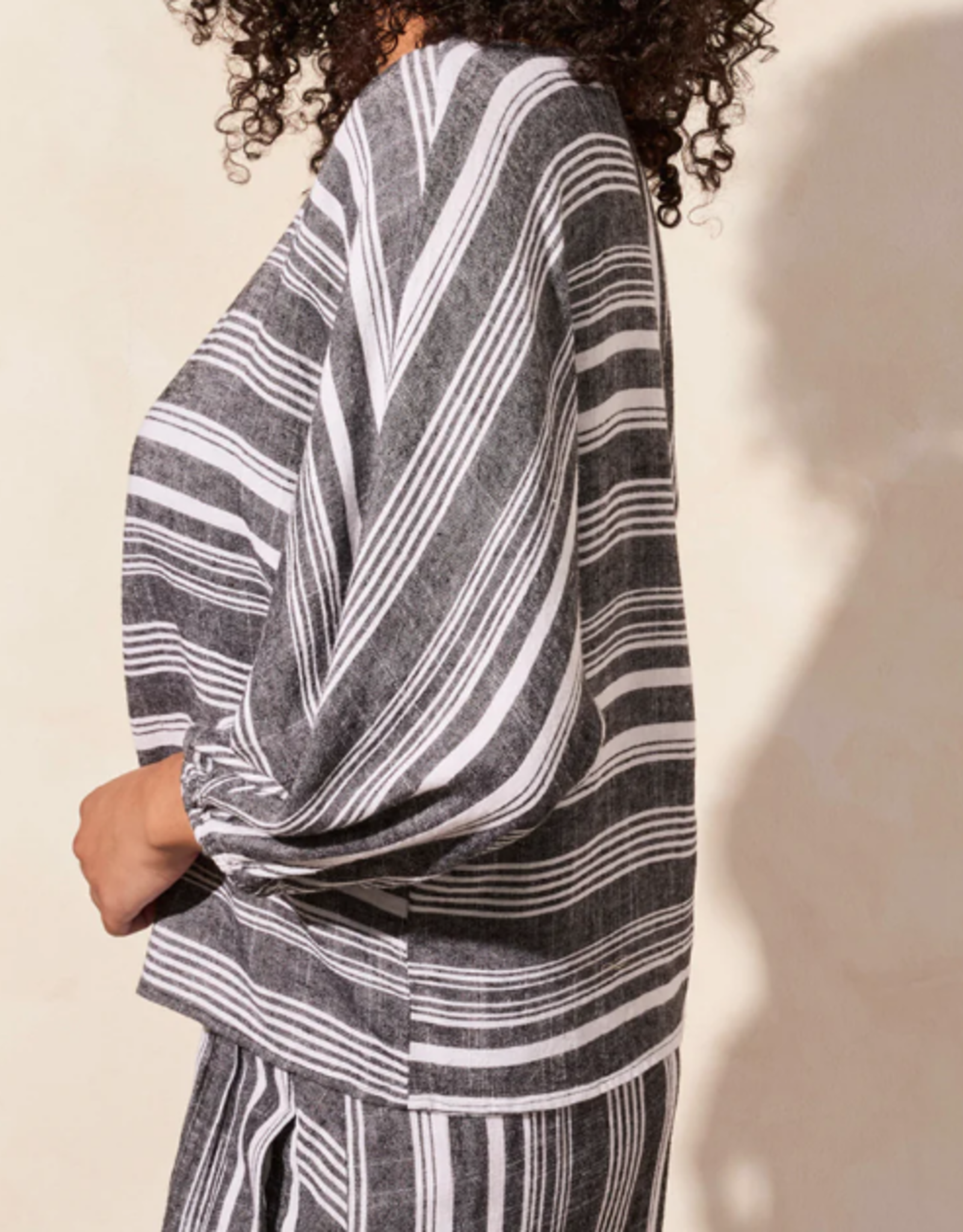 Tribal Tribal  Black/White Boat Neck Dolman Sleeve Top CE