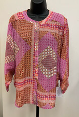Tribal Tribal Passion Fruit Round Neck Dolman Sleeve Top CE