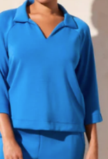 Tribal Tribal Riviera TECHNO LUX  Johnny Collar Polo 3/4 Sleeve Top AR