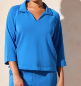 Tribal Tribal Riviera TECHNO LUX  Johnny Collar Polo 3/4 Sleeve Top AR