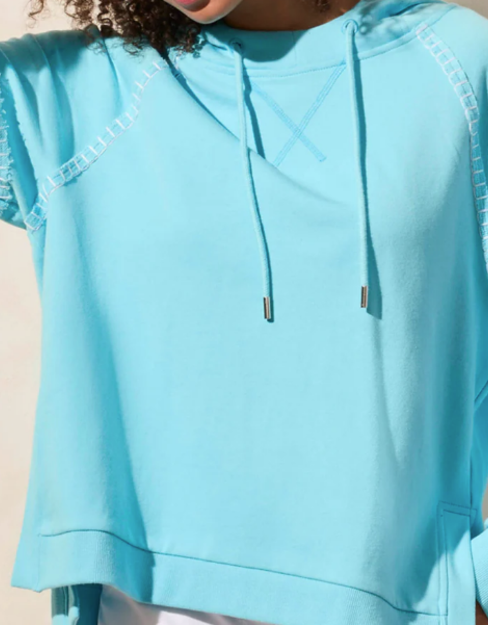 Tribal Tribal Aqua Hoody L/S Contrast Stitching Detail Top CE