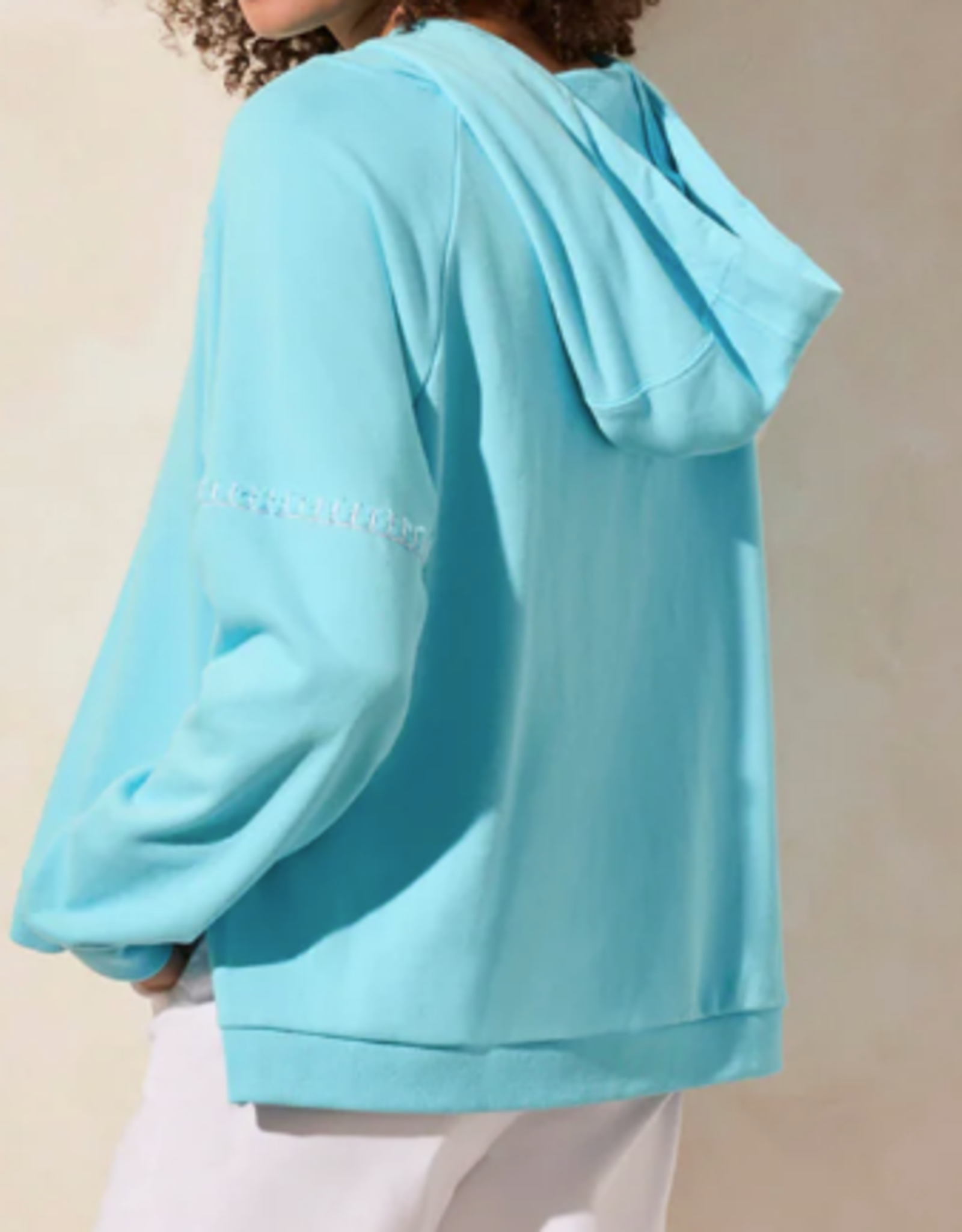 Tribal Tribal Aqua Hoody L/S Contrast Stitching Detail Top CE