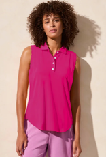 Tribal Tribal  Beetroot Sleeveless Polo Scallop Edge Rib Detail AK