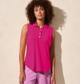 Tribal Tribal Beetroot Sleeveless Polo Scallop Edge Rib Detail AK