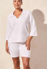 Tribal Tribal White Henley W/ Side Slits 3/4 Sleeve AR