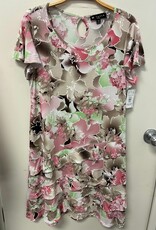N Touch N Touch Rose Dunes Floral Print Petite Flutter Ruffle S/S Dress