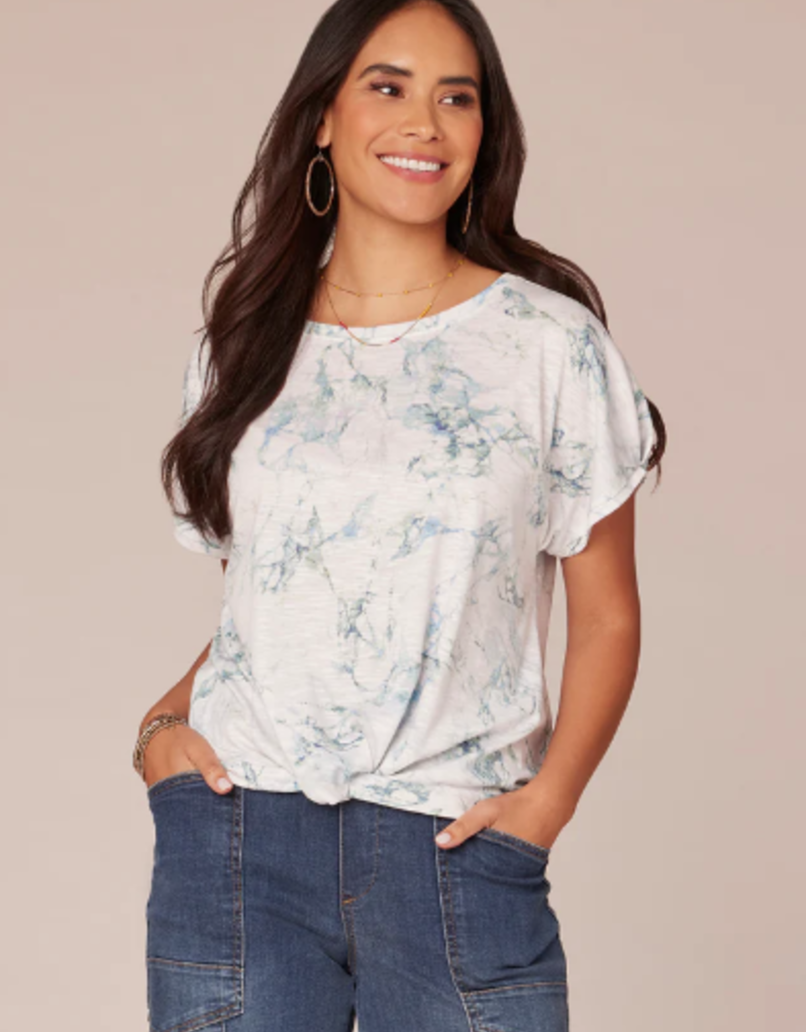 Democracy Democracy Round neck S/S Twist Knot Detail Petite Top BR