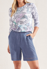 Tribal Tribal  Dark Chambray  Flowly Pull On Short AL