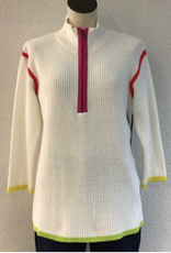 Multiples Multiples  Multi Color Collar 3/4 Sleeve Drop Shoulder Top AK