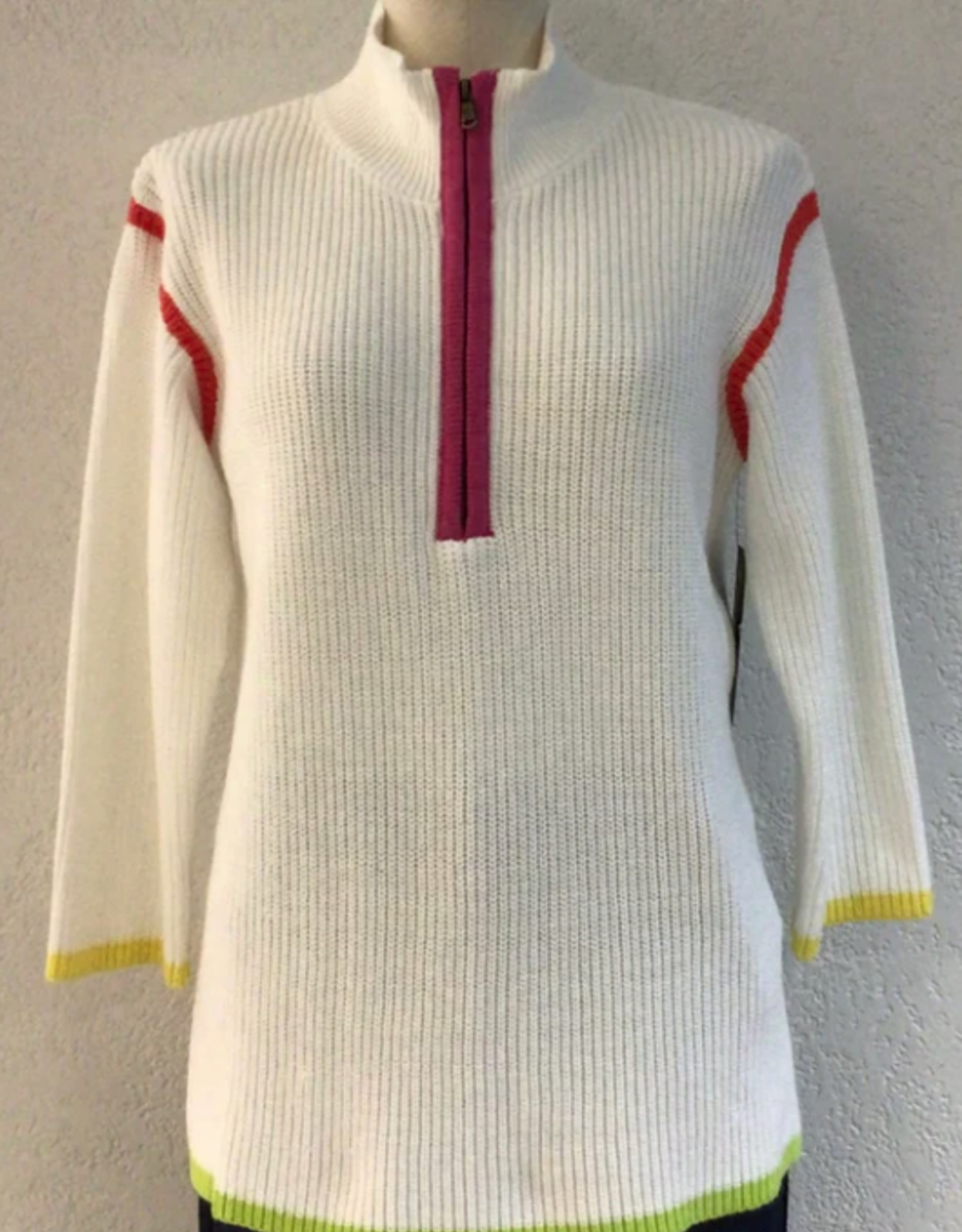Multiples Multiples  Multi Color Collar 3/4 Sleeve Drop Shoulder Top AK