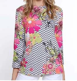 Multiples Multiples  Multi Color Round Neck  3/4 Sleeve Embellished Top AE
