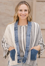 Shannon Passero Shannon Passero Black Stripe Mix w/Denim Acct.  Cardigan